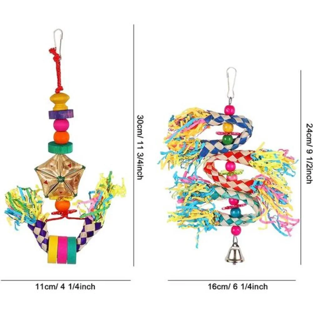 Bird Toys, 5PCS Colorful Bird Shredding Toys Hanging Parakeet Chew Toys